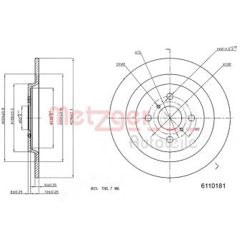 Jeu de 2 disques de frein arrière METZGER OEM 424310D060