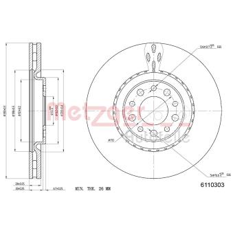 Jeu de 2 disques de frein avant METZGER OEM 51760622