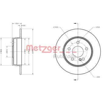 Jeu de 2 disques de frein arrière METZGER OEM 000423131207