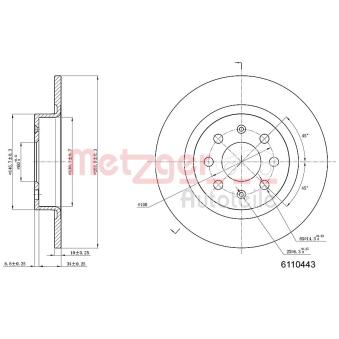 Jeu de 2 disques de frein arrière METZGER OEM 50902167