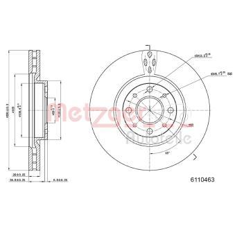 Jeu de 2 disques de frein avant METZGER OEM 46765546 Jeu de 2 disques de frein avant METZGER OEM 46765546
