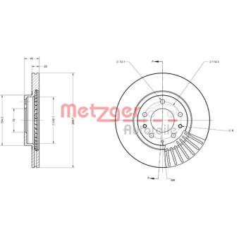 Jeu de 2 disques de frein arrière METZGER OEM N12Y3325X