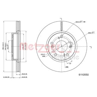 Jeu de 2 disques de frein avant METZGER OEM 45251SMGG10
