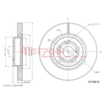 Jeu de 2 disques de frein avant METZGER OEM 4351205050
