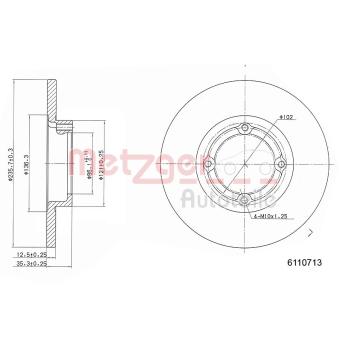 Jeu de 2 disques de frein avant METZGER OEM 96284392