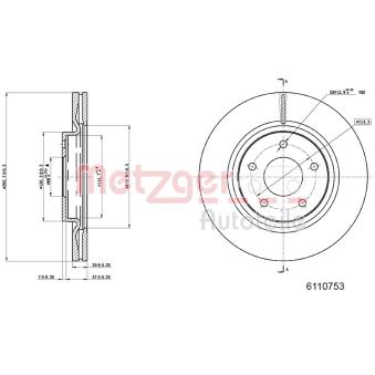 Jeu de 2 disques de frein avant METZGER OEM 402061KC1A