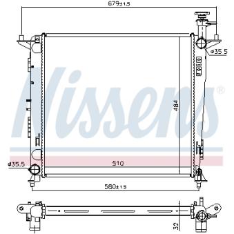 Radiateur, refroidissement du moteur NISSENS 666222 pour KIA SORENTO 2.2 CRDI 4WD - 197cv