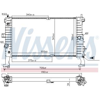 Radiateur, refroidissement du moteur NISSENS [691916]