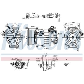 Compresseur, climatisation NISSENS 890593 pour VOLVO S80 T5 - 245cv