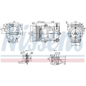 Compresseur, climatisation NISSENS 890663 pour OPEL CORSA 1.4 - 75cv