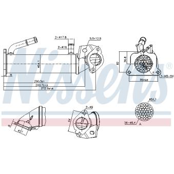 Radiateur, réaspiration des gaz d'échappement NISSENS 989322 pour FORD TRANSIT 2.2 TDCi [RWD] - 125cv