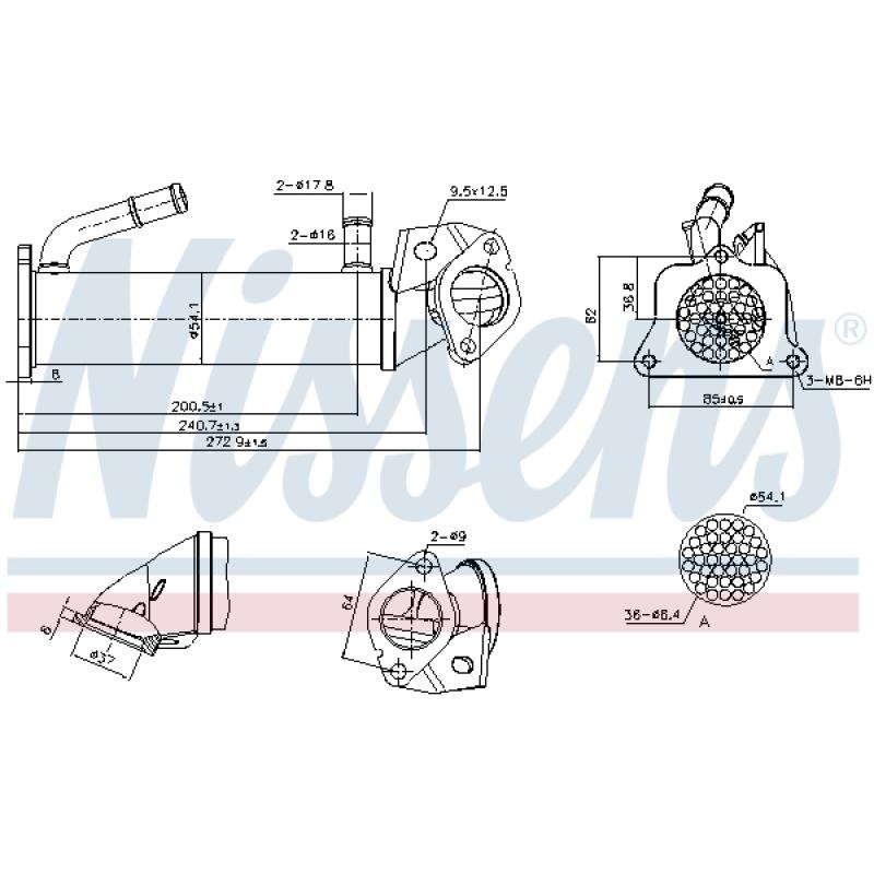 Radiateur, réaspiration des gaz d'échappement NISSENS 989322 - Visuel 1