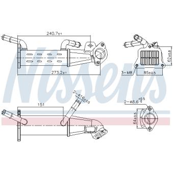 Radiateur, réaspiration des gaz d'échappement NISSENS 989451 pour CITROEN JUMPER 2.2 HDI 110 - 110cv