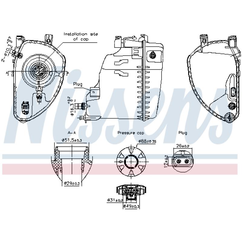 Vase d'expansion, liquide de refroidissement NISSENS 996198 - Visuel 1