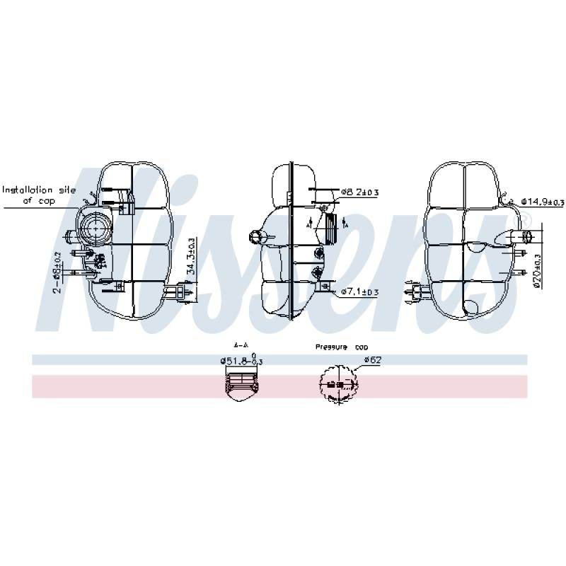Vase d'expansion, liquide de refroidissement NISSENS 996237 - Visuel 1