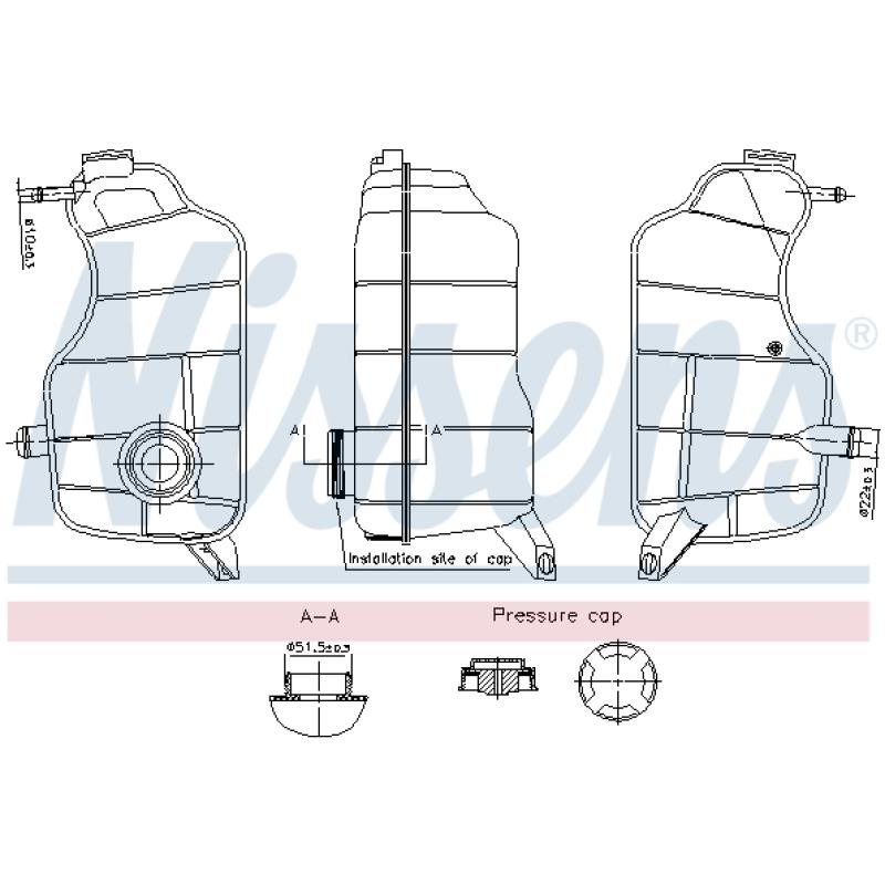 Vase d'expansion, liquide de refroidissement NISSENS 996329 - Visuel 1