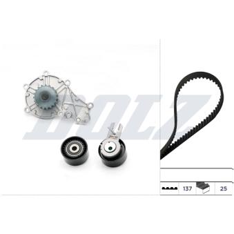 Pompe à eau + kit de courroie de distribution DOLZ KD016 pour DODGE STRATUS 1.6 D - 110cv