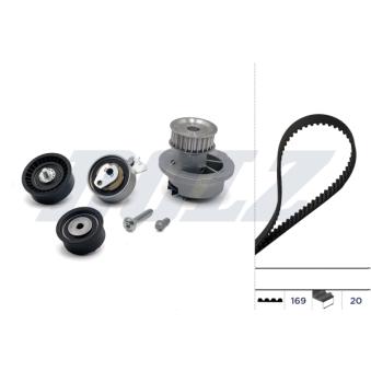 Pompe à eau + kit de courroie de distribution DOLZ KD065 pour OPEL CORSA 1.6 GSI 16V - 109cv