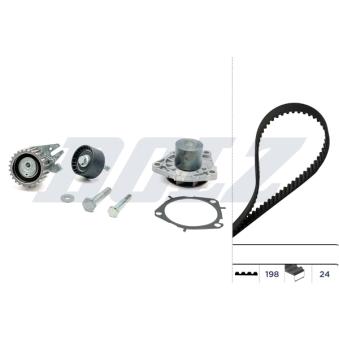 Pompe à eau + kit de courroie de distribution DOLZ KD084 pour FIAT STILO 1.9 JTD - 126cv