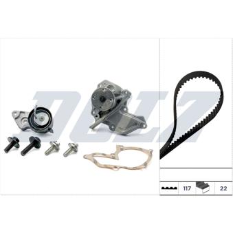 Pompe à eau + kit de courroie de distribution DOLZ KD127 pour FORD FOCUS 1.6 16V - 100cv