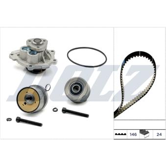 Pompe à eau + kit de courroie de distribution DOLZ KD162 pour OPEL ASTRA 1.6 - 105cv