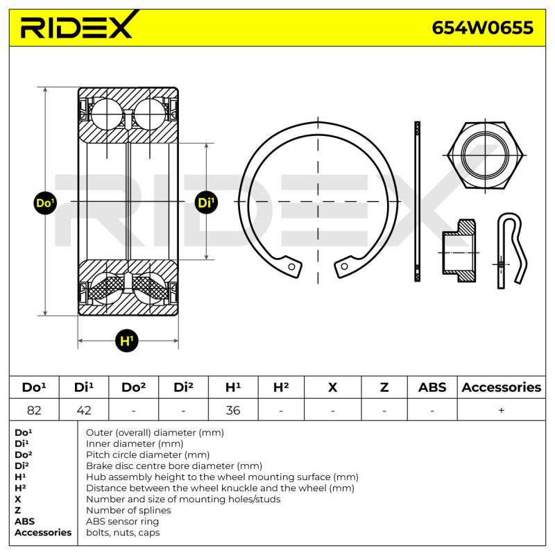 Roulement de roue avant RIDEX 654W0655 - Visuel 2