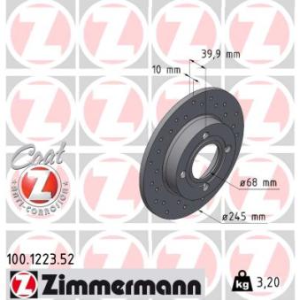 Jeu de 2 disques de frein arrière ZIMMERMANN OEM 853615601
