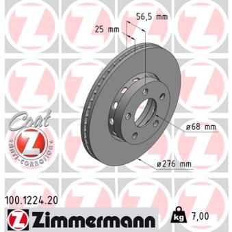 Jeu de 2 disques de frein avant ZIMMERMANN 100.1224.20