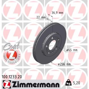 Jeu de 2 disques de frein avant ZIMMERMANN OEM 8Z0615301D