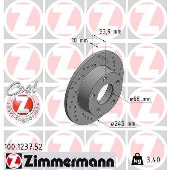 Jeu de 2 disques de frein arrière ZIMMERMANN OEM 4B0615601