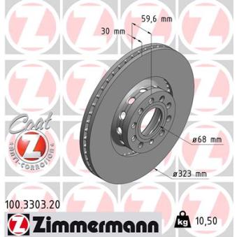 Jeu de 2 disques de frein avant ZIMMERMANN OEM 4D0615301J