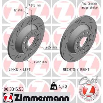 Jeu de 2 disques de frein arrière ZIMMERMANN OEM 1K0615601AD