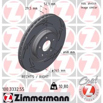 Disque de frein avant droit ZIMMERMANN OEM 8K0615301M