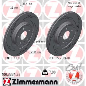 Jeu de 2 disques de frein arrière ZIMMERMANN OEM 8K0615601C