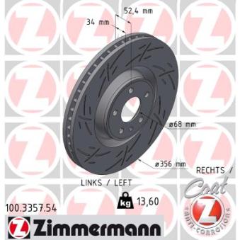 Disque de frein avant gauche ZIMMERMANN OEM 4G0615301T