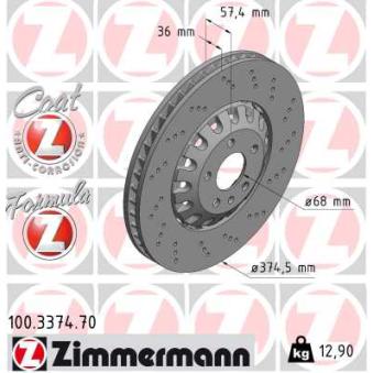 Jeu de 2 disques de frein avant ZIMMERMANN OEM 4M0615301AD