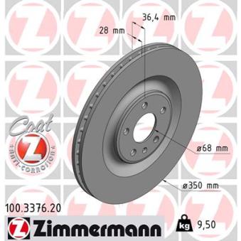 Jeu de 2 disques de frein arrière ZIMMERMANN OEM 4M0615601J