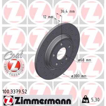 Jeu de 2 disques de frein arrière ZIMMERMANN OEM 80A615601B