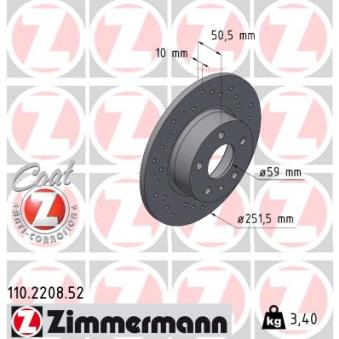 Jeu de 2 disques de frein arrière ZIMMERMANN OEM 60658566