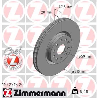 Jeu de 2 disques de frein avant ZIMMERMANN OEM 60629865 Jeu de 2 disques de frein avant ZIMMERMANN OEM 60629865