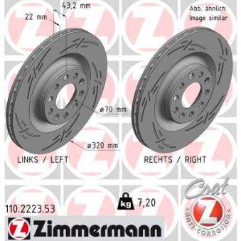 Jeu de 2 disques de frein arrière ZIMMERMANN OEM 50554319 Jeu de 2 disques de frein arrière ZIMMERMANN OEM 50554319