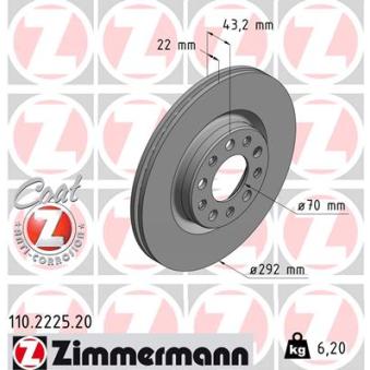 Jeu de 2 disques de frein arrière ZIMMERMANN OEM 50545300