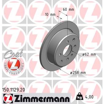 Jeu de 2 disques de frein arrière ZIMMERMANN OEM 34211119581 Jeu de 2 disques de frein arrière ZIMMERMANN OEM 34211119581