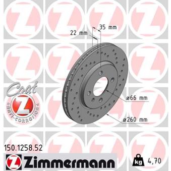 Jeu de 2 disques de frein avant ZIMMERMANN [150.1258.52]