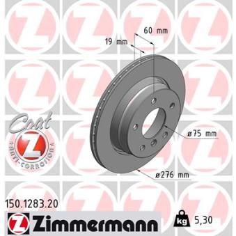 Jeu de 2 disques de frein arrière ZIMMERMANN OEM 34211165211