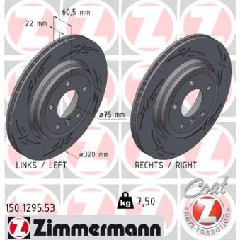 Jeu de 2 disques de frein arrière ZIMMERMANN OEM 34201168073