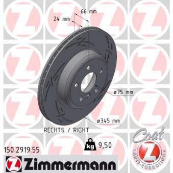 Disque de frein avant droit ZIMMERMANN 150.2919.55 pour BMW Série 3 335 i xDrive - 340cv