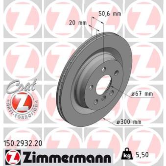 Jeu de 2 disques de frein arrière ZIMMERMANN 150.2932.20 pour BMW X2 sDrive 20 i - 192cv