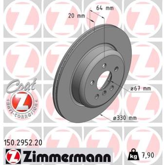 Disque de frein arrière gauche ZIMMERMANN OEM 34216882245 Disque de frein arrière gauche ZIMMERMANN OEM 34216882245