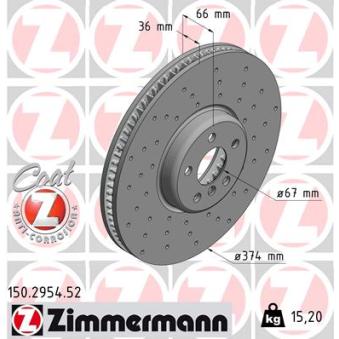 Jeu de 2 disques de frein arrière ZIMMERMANN OEM 34116875283 Jeu de 2 disques de frein arrière ZIMMERMANN OEM 34116875283
